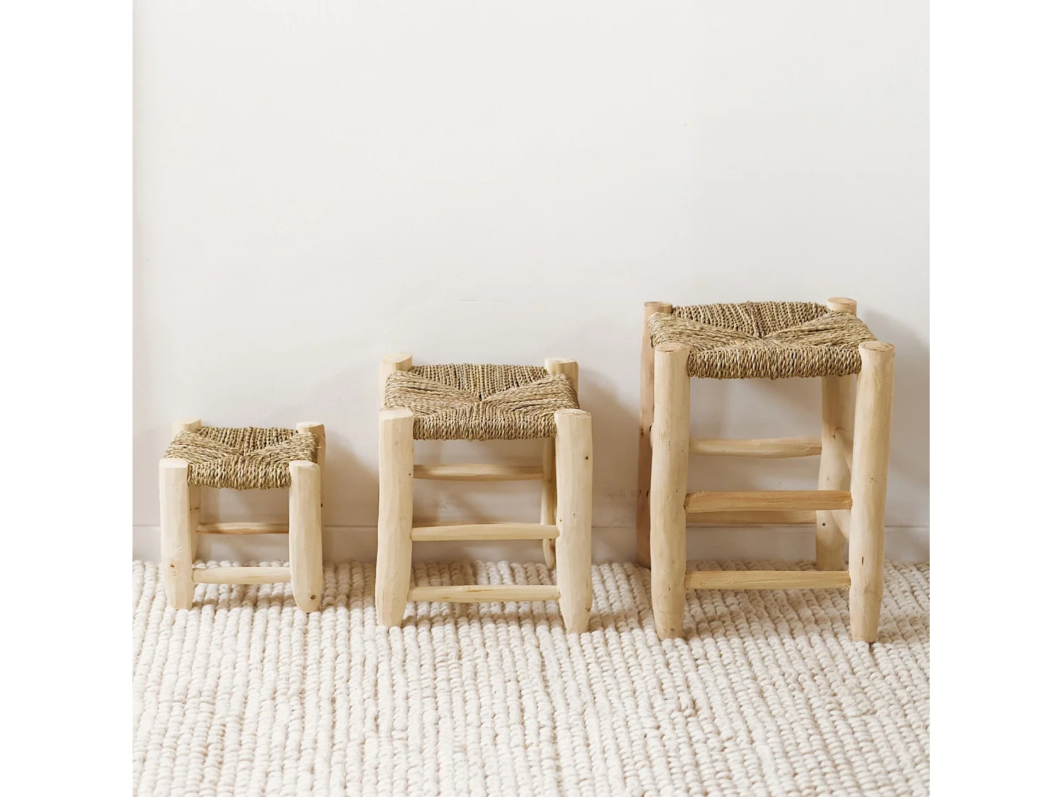 Taburete marroquí de madera de laurel 40 cm