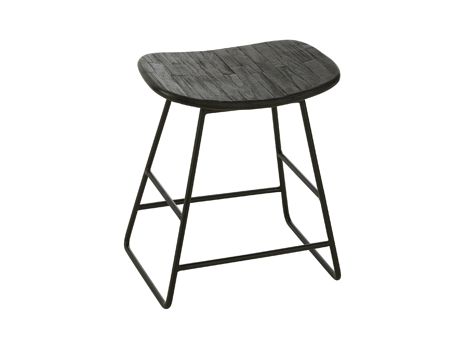 Tabouret en Bois "Teck" 45cm Noir
