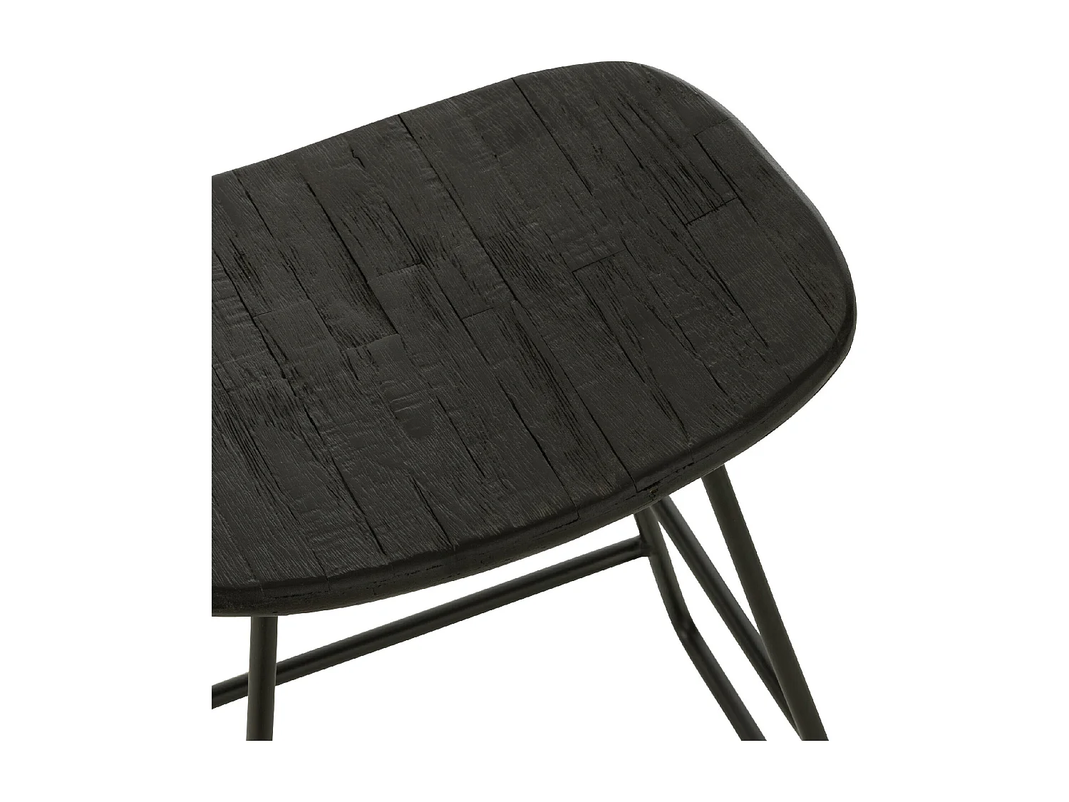 Tabouret en Bois "Teck" 45cm Noir