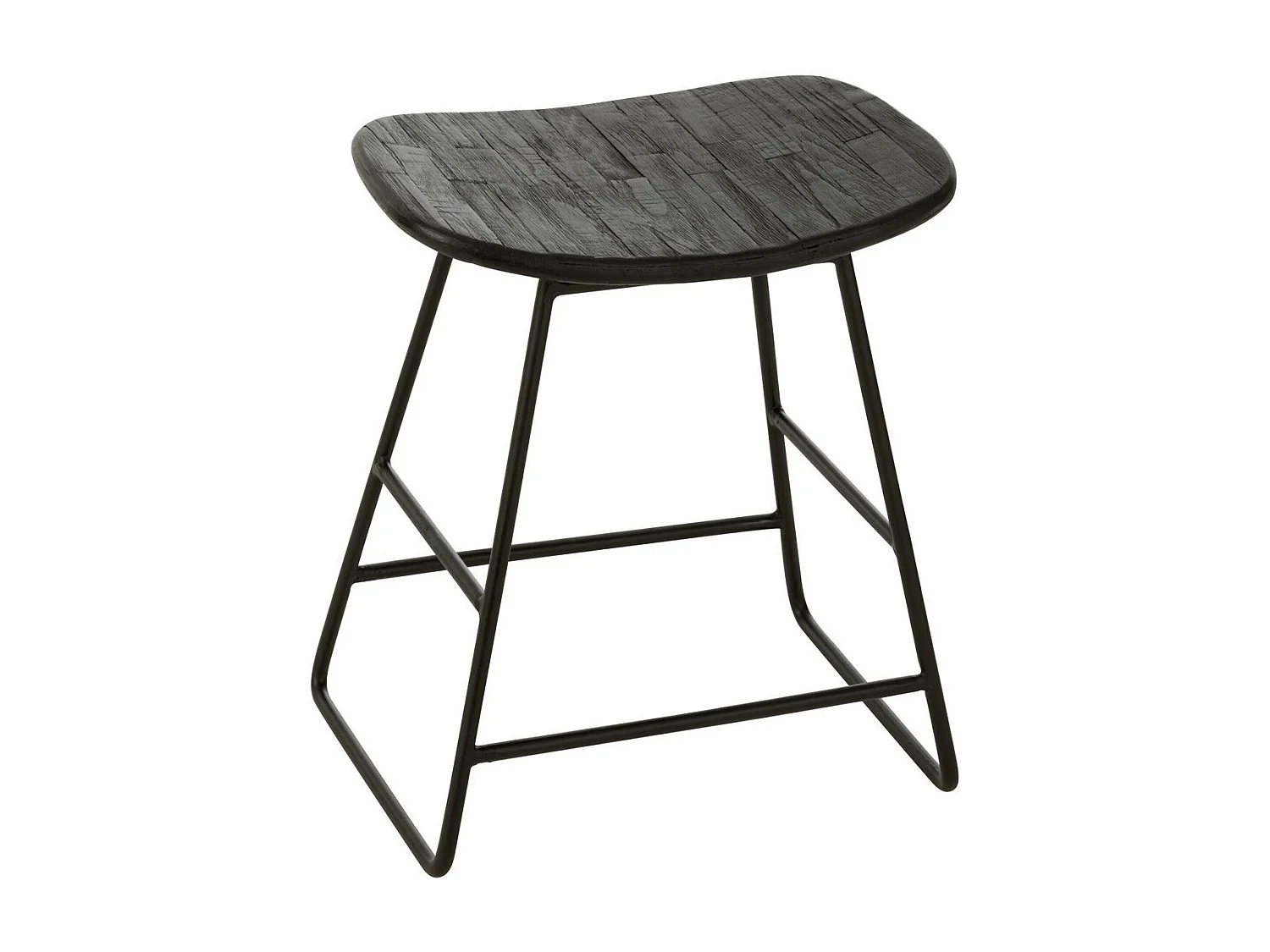 Tabouret en Bois "Teck" 45cm Noir