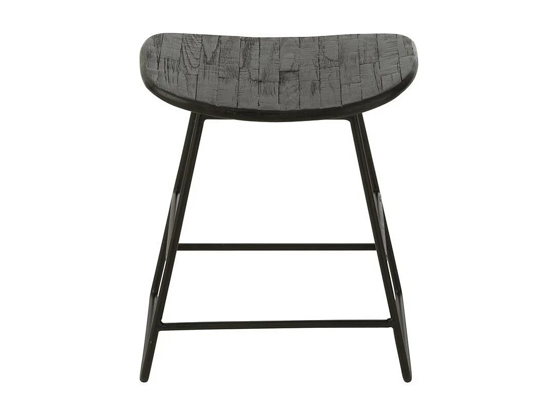 Tabouret en Bois "Teck" 45cm Noir