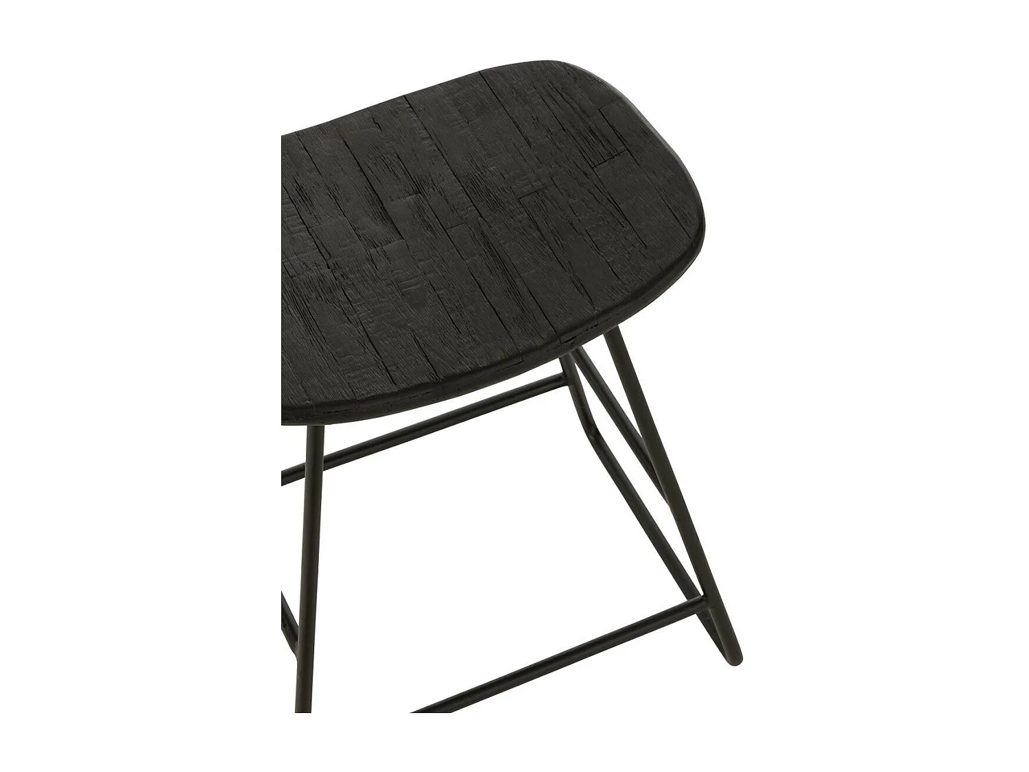 Tabouret en Bois "Teck" 45cm Noir