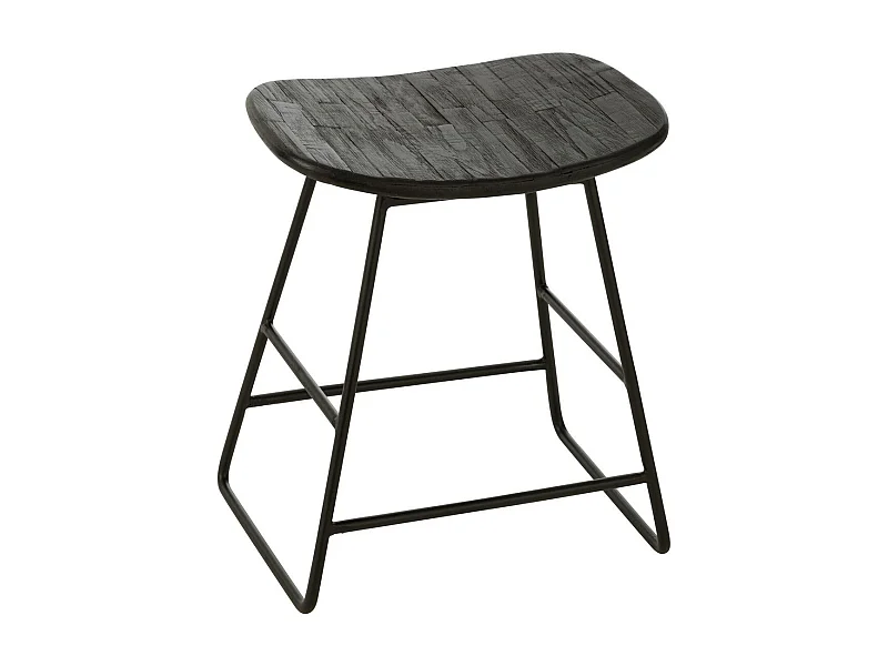 Tabouret en Bois "Teck" 45cm Noir