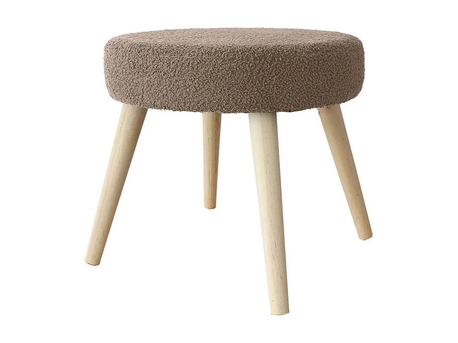 Tabouret Rond en Tissu Bouclé "Lodge" 45cm Taupe