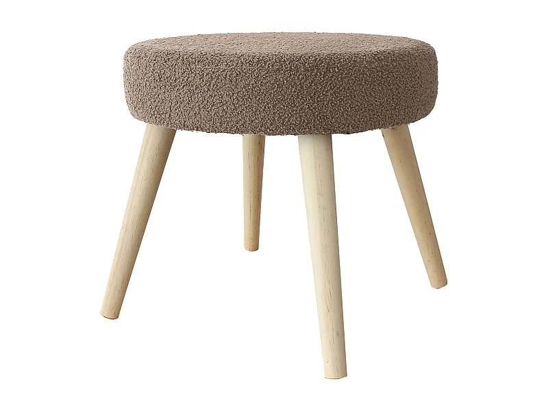 Tabouret Rond en Tissu Bouclé "Lodge" 45cm Taupe