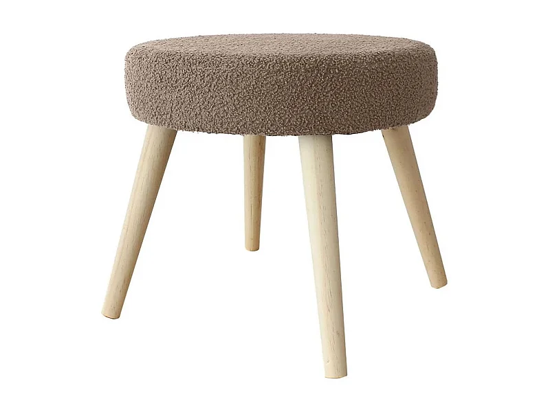 Tabouret Rond en Tissu Bouclé "Lodge" 45cm Taupe