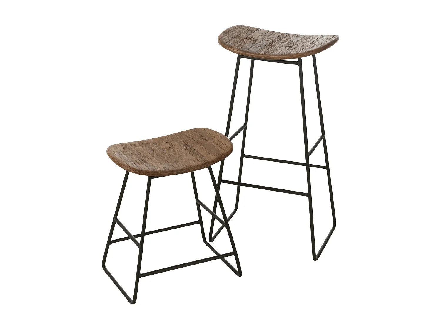 Tabouret de Bar en Bois "Teck" 74cm Naturel