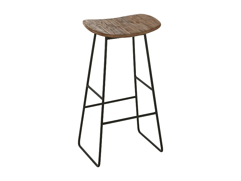 Tabouret de Bar en Bois "Teck" 74cm Naturel