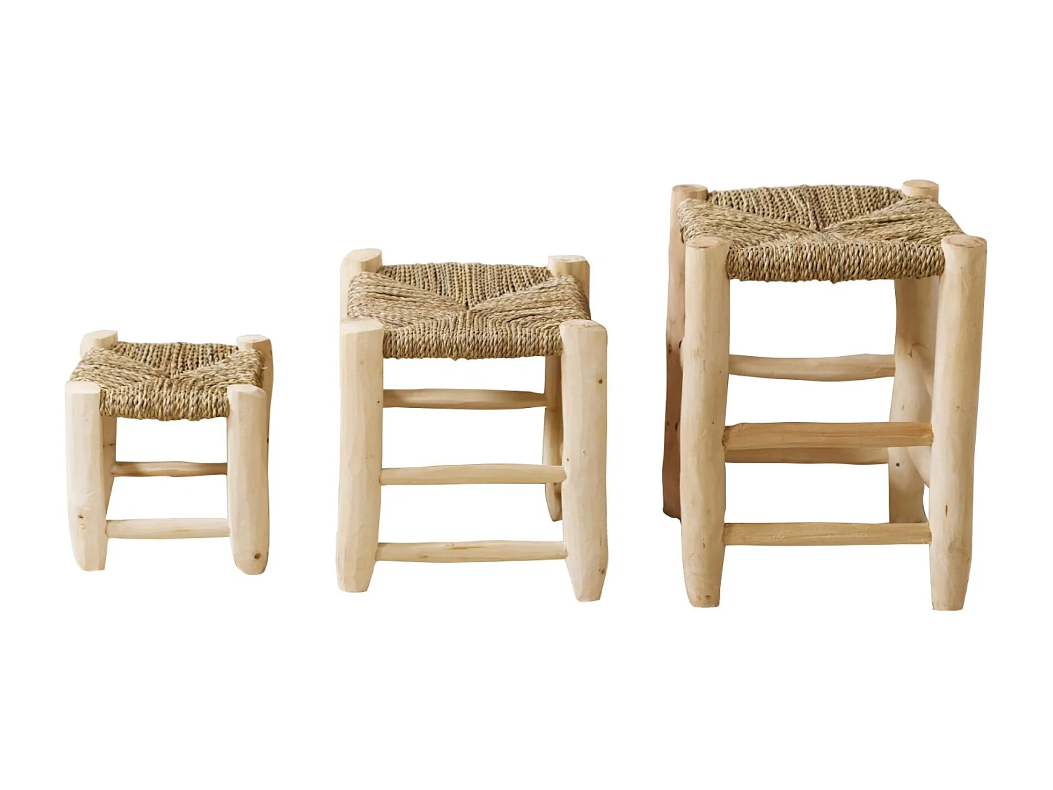 Taburete marroquí de madera de laurel 20 cm