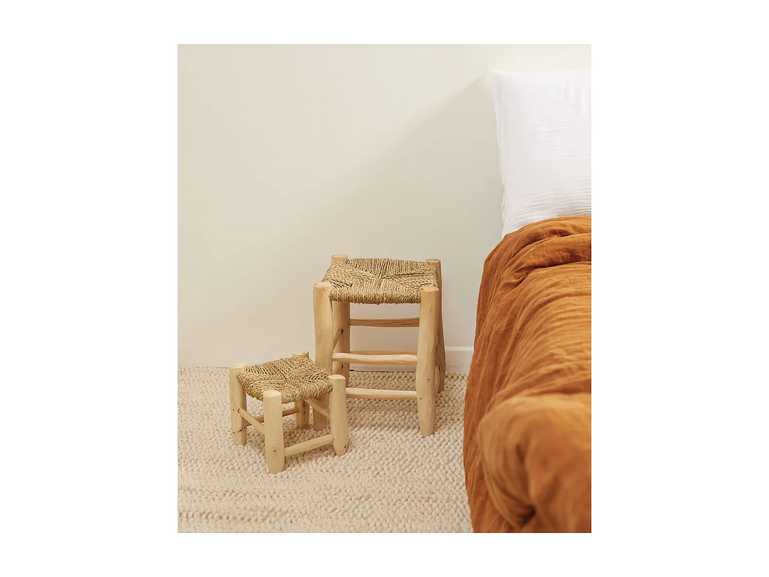 Taburete marroquí de madera de laurel 20 cm