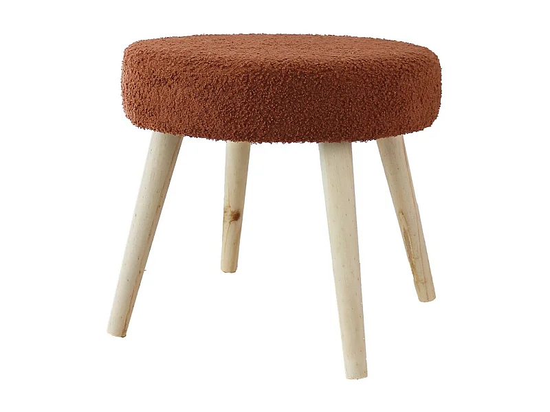 Tabouret Rond en Tissu Bouclé "Lodge" 45cm Terracotta