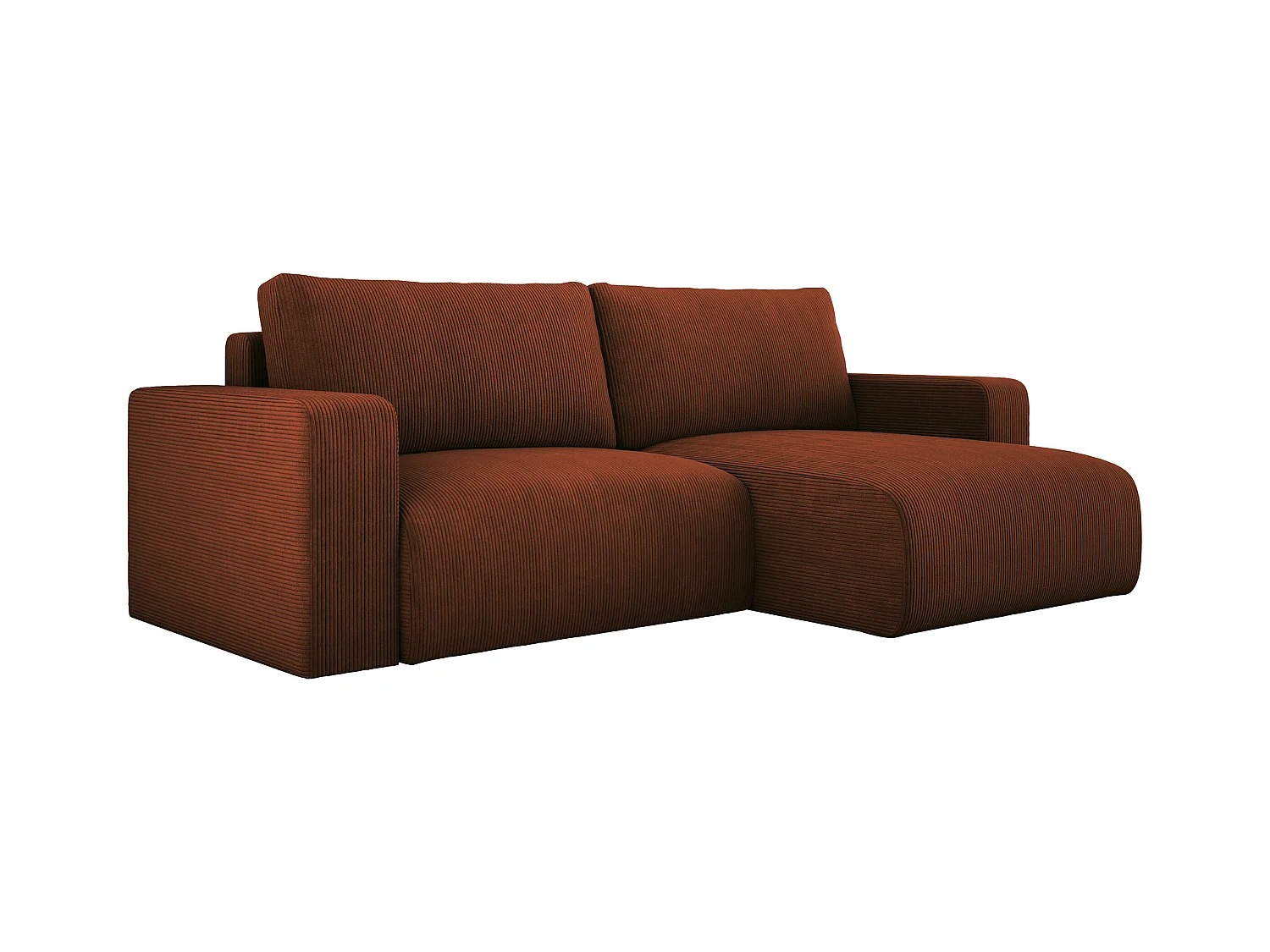 Canapé d'angle avec fonction couchage et coffre, tissu en velours doux, flexible, agencement droit, 247x143x83cm, marron