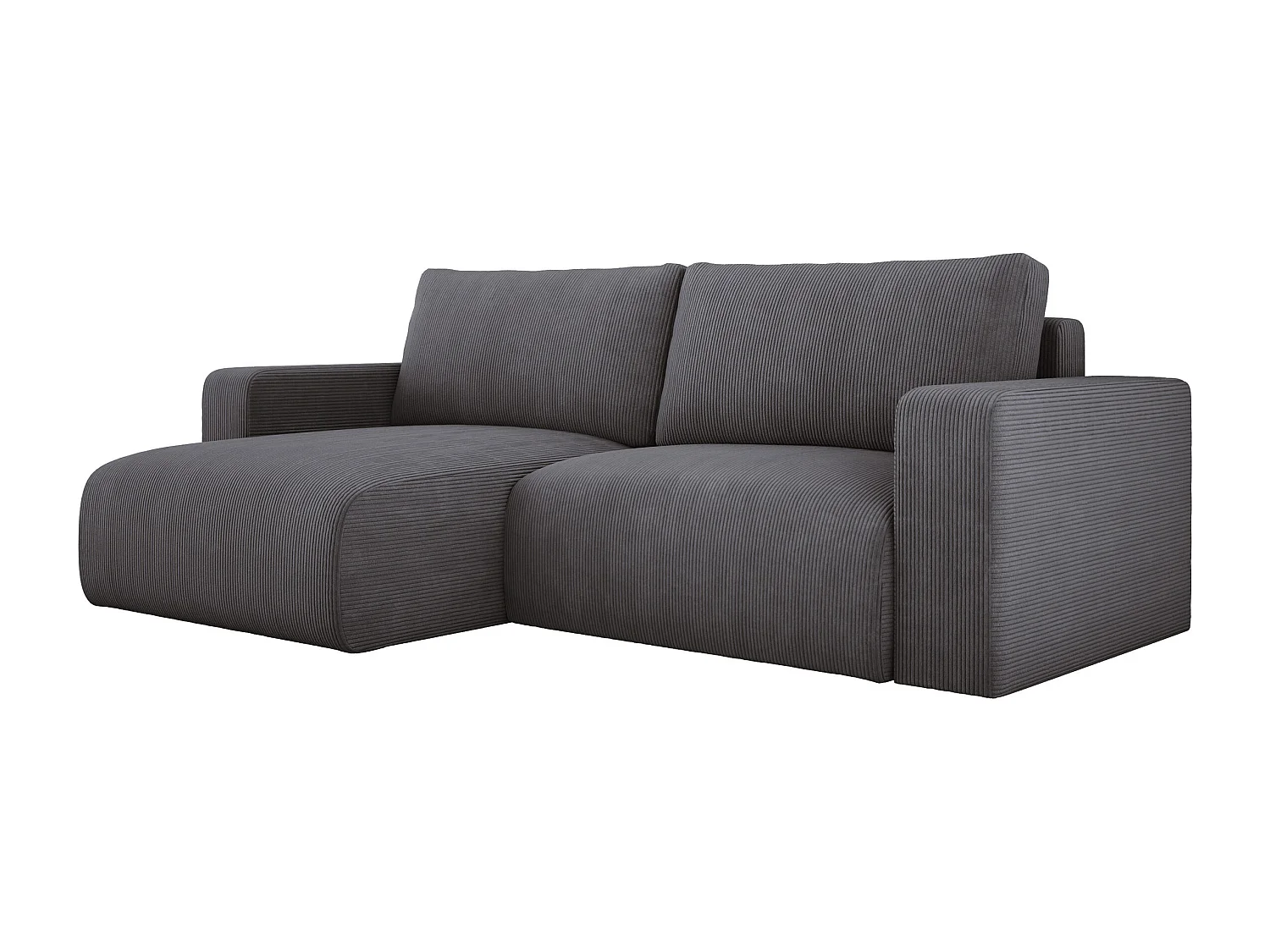 Hoekbank met slaapfunctie en opbergruimte, zachte cordstof, flexibel verstelbaar, linkeropstelling, 247x143x83 cm, grijs