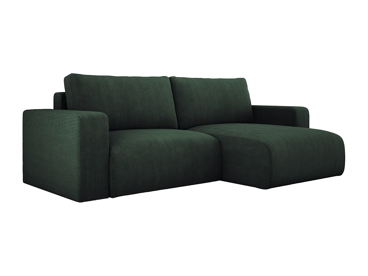 Canapé d'angle avec fonction couchage et coffre, tissu en velours doux, flexible, agencement droit, 247x143x83cm, vert mer