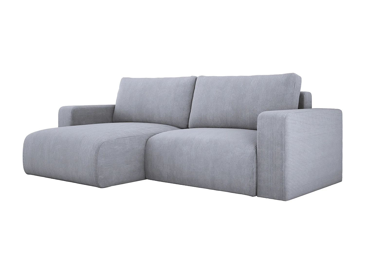 Hoekbank met slaapfunctie en opbergruimte, zachte cordstof, flexibel verstelbaar, linkeropstelling, 247x143x83 cm, licht esdoorn