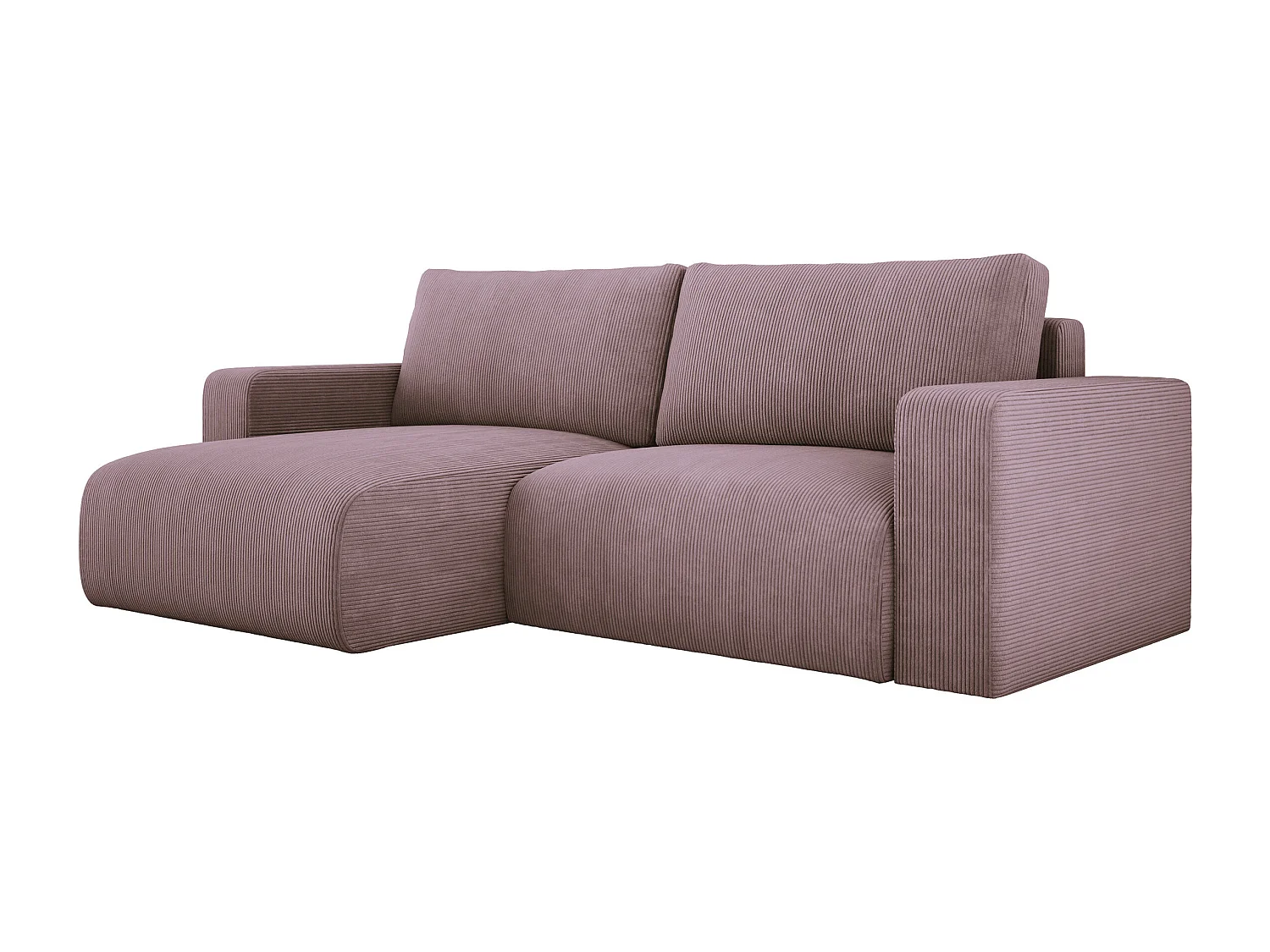 Hoekbank met slaapfunctie en opbergruimte, zachte cordstof, flexibel verstelbaar, linkeropstelling, 247x143x83 cm, poeder