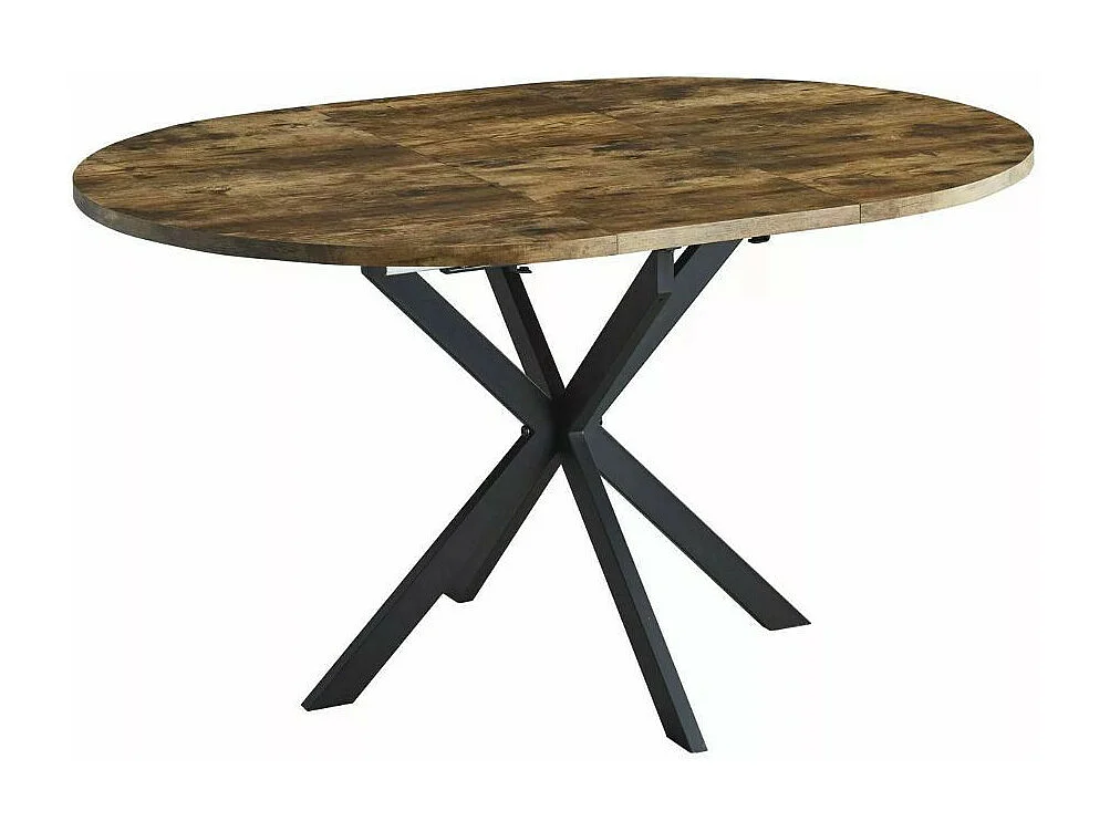 Table ronde 100 cm extensible bois et noir pieds métal Larry