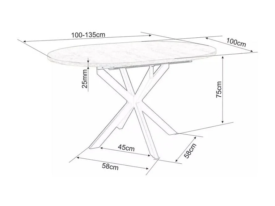 Mesa redonda extensible Larry de 100 cm con patas de madera y metal negro