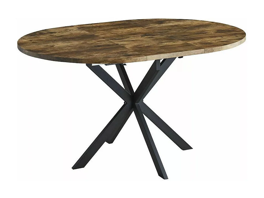 Table ronde 100 cm extensible bois et noir pieds métal Larry