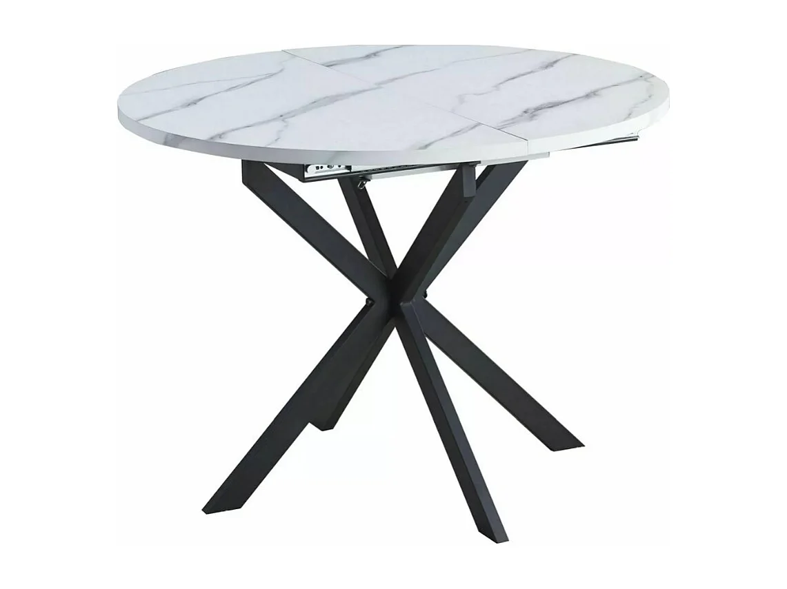 Tavolo rotondo allungabile da 100 cm in stile marmo Larry gambe in metallo