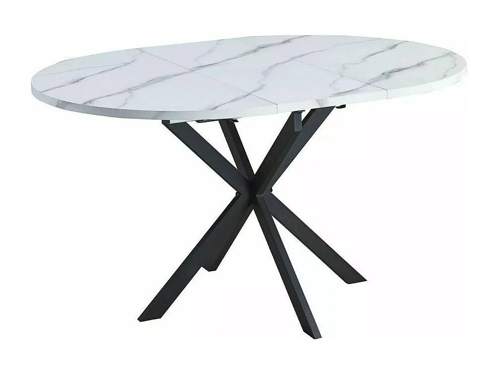 Tavolo rotondo allungabile da 100 cm in stile marmo Larry gambe in metallo