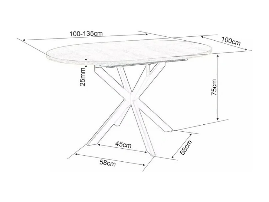 Tavolo rotondo allungabile da 100 cm in stile marmo Larry gambe in metallo