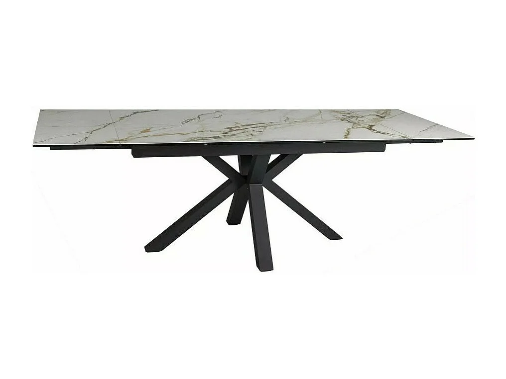 Table design céramique effet marbre blanc 160-240 cm Gatien