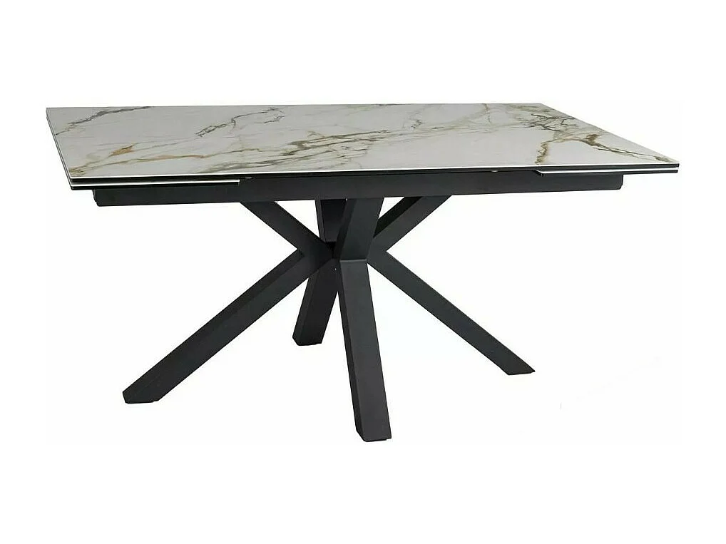 Table design céramique effet marbre blanc 160-240 cm Gatien