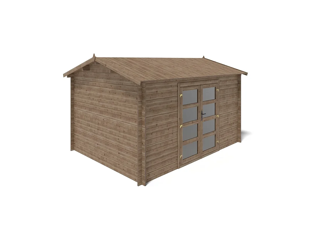 Casetta da giardino in legno - 12m2 - 4x3m - impregnata - 28mm - colore: marrone - DOM677 - ALTANKA