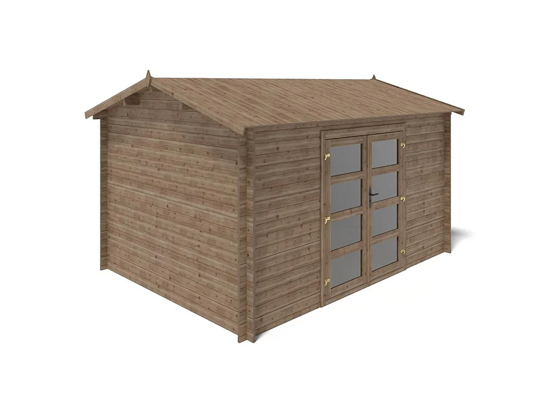 Casetta da giardino in legno - 12m2 - 4x3m - impregnata - 28mm - colore: marrone - DOM677 - ALTANKA