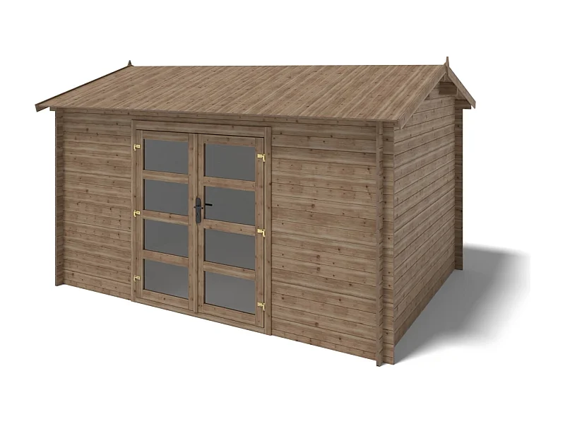 Abri de jardin en bois - 12m2 - 4x3m - Traité - Ep. 28mm - Couleur: marron - DOM677 - ALTANKA