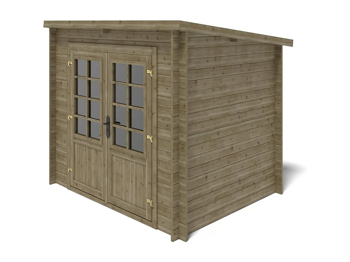 Abri de jardin en bois - 5m2 - 2.5x2m - Traité - Ep. 28mm - Couleur: vert - DOM725 - ALTANKA