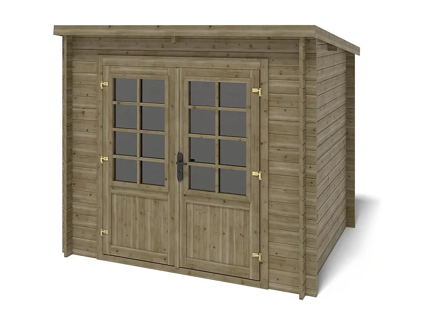 Abri de jardin en bois - 5m2 - 2.5x2m - Traité - Ep. 28mm - Couleur: vert - DOM725 - ALTANKA
