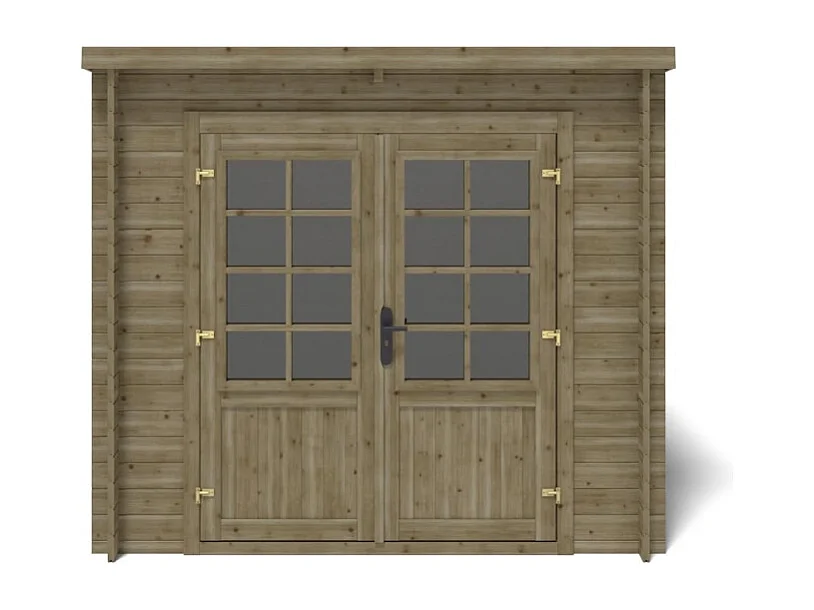 Abri de jardin en bois - 5m2 - 2.5x2m - Traité - Ep. 28mm - Couleur: vert - DOM725 - ALTANKA