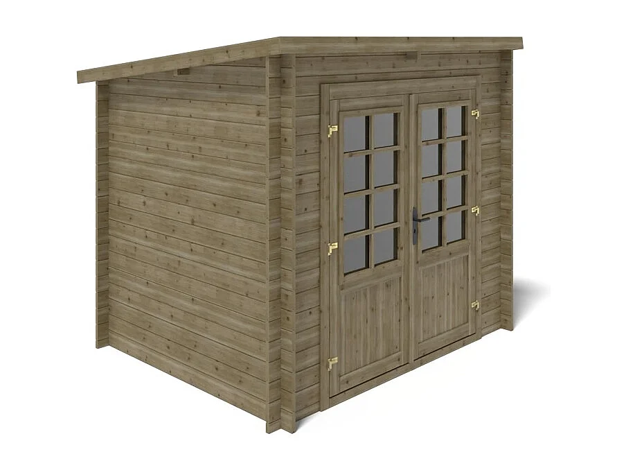 Abri de jardin en bois - 5m2 - 2.5x2m - Traité - Ep. 28mm - Couleur: vert - DOM725 - ALTANKA