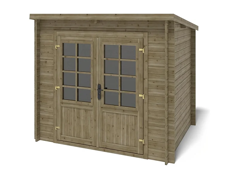 Abri de jardin en bois - 5m2 - 2.5x2m - Traité - Ep. 28mm - Couleur: vert - DOM725 - ALTANKA