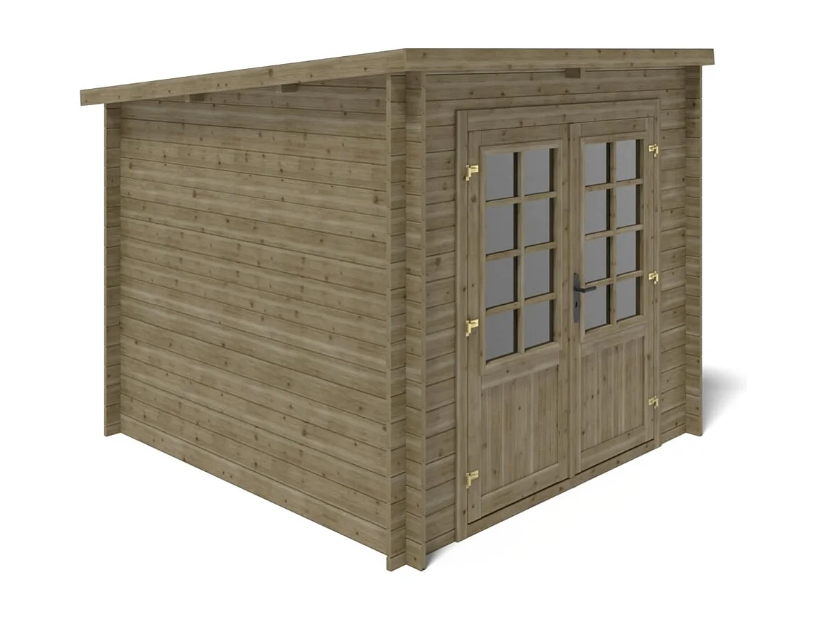 Abri de jardin en bois - 6.25m2 - 2.5x2.5m - Traité - Ep. 28mm - Couleur: vert - DOM724 - ALTANKA