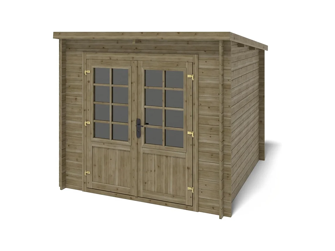 Casetta da giardino in legno - 6.25m2 - 2.50x2.50m - impregnata - 28mm - colore: verde - DOM724 - ALTANKA