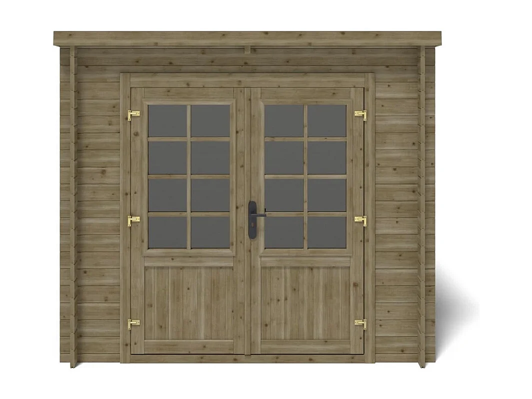 Abri de jardin en bois - 6.25m2 - 2.5x2.5m - Traité - Ep. 28mm - Couleur: vert - DOM724 - ALTANKA