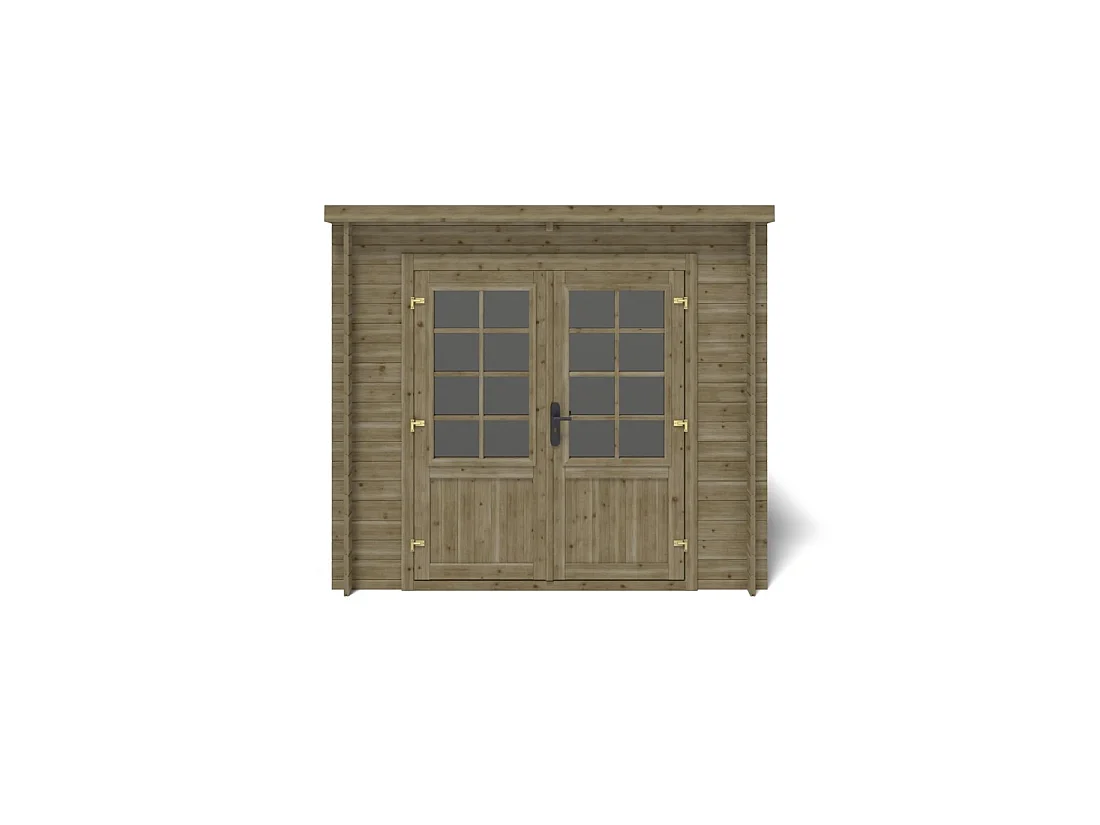 Abri de jardin en bois - 6.25m2 - 2.5x2.5m - Traité - Ep. 28mm - Couleur: vert - DOM724 - ALTANKA