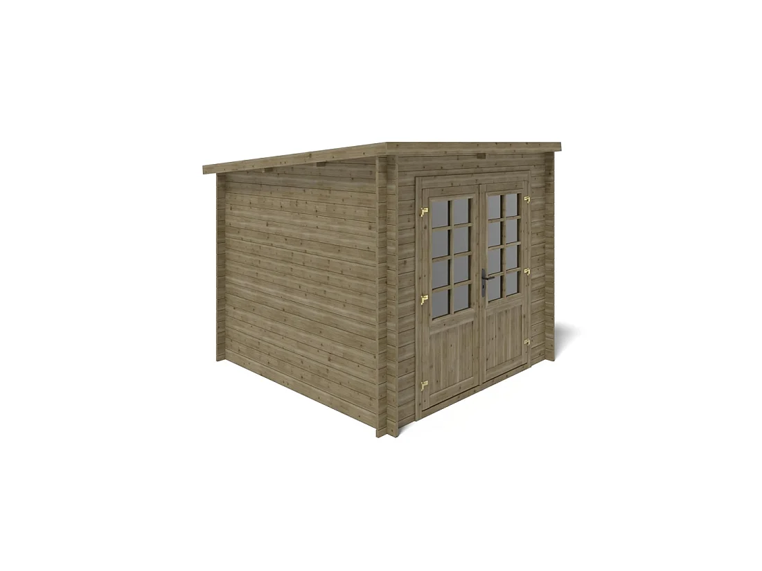Abri de jardin en bois - 6.25m2 - 2.5x2.5m - Traité - Ep. 28mm - Couleur: vert - DOM724 - ALTANKA