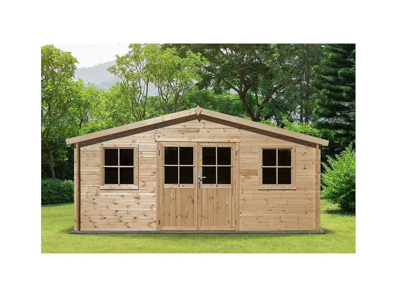 Abri de jardin bois "Alex" - 20.20 m² - 4.80 x 4.00 x 2.39 m - 28 mm