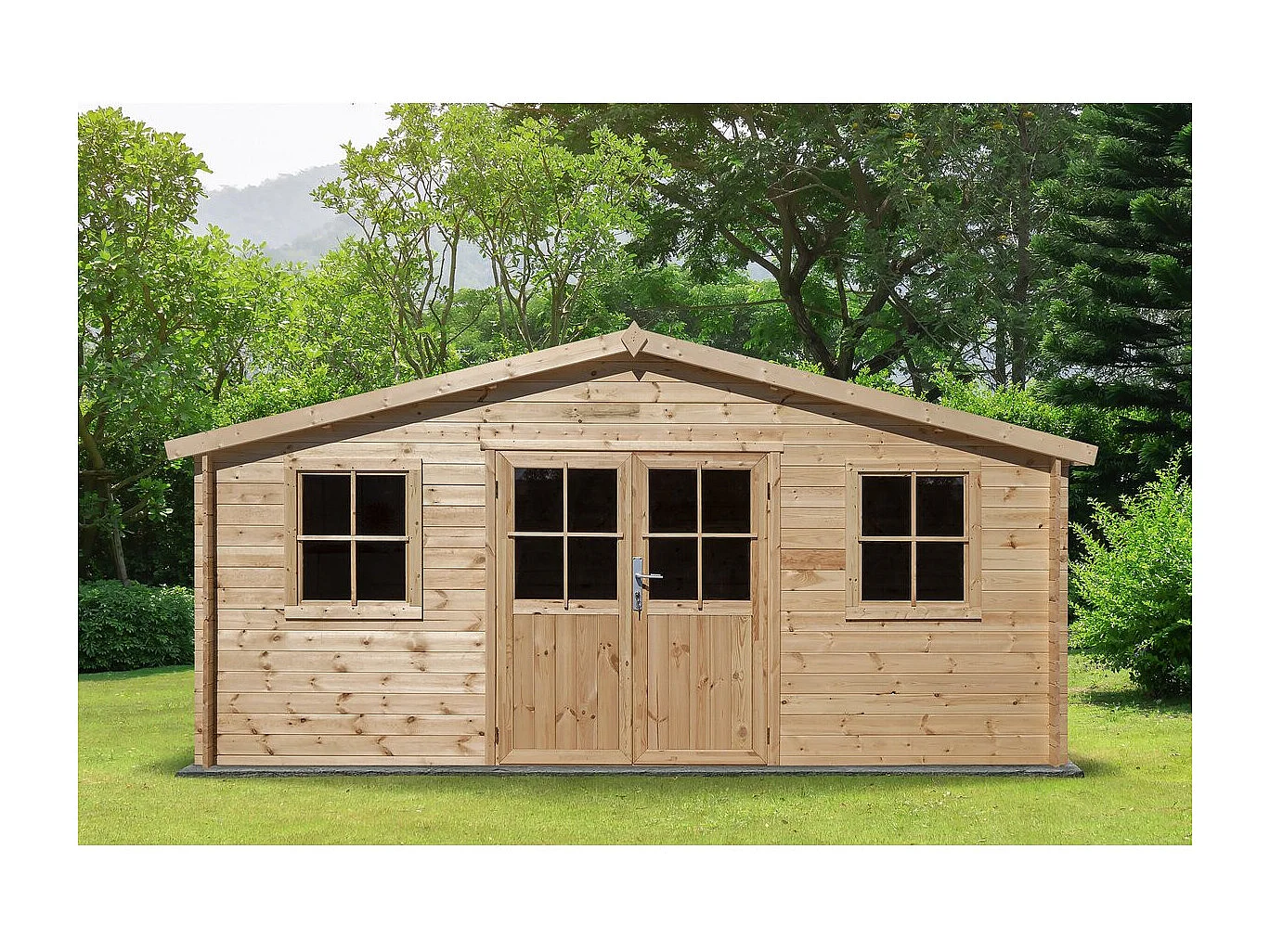 Abri de jardin bois "Alex" - 20.20 m² - 4.80 x 4.00 x 2.39 m - 28 mm