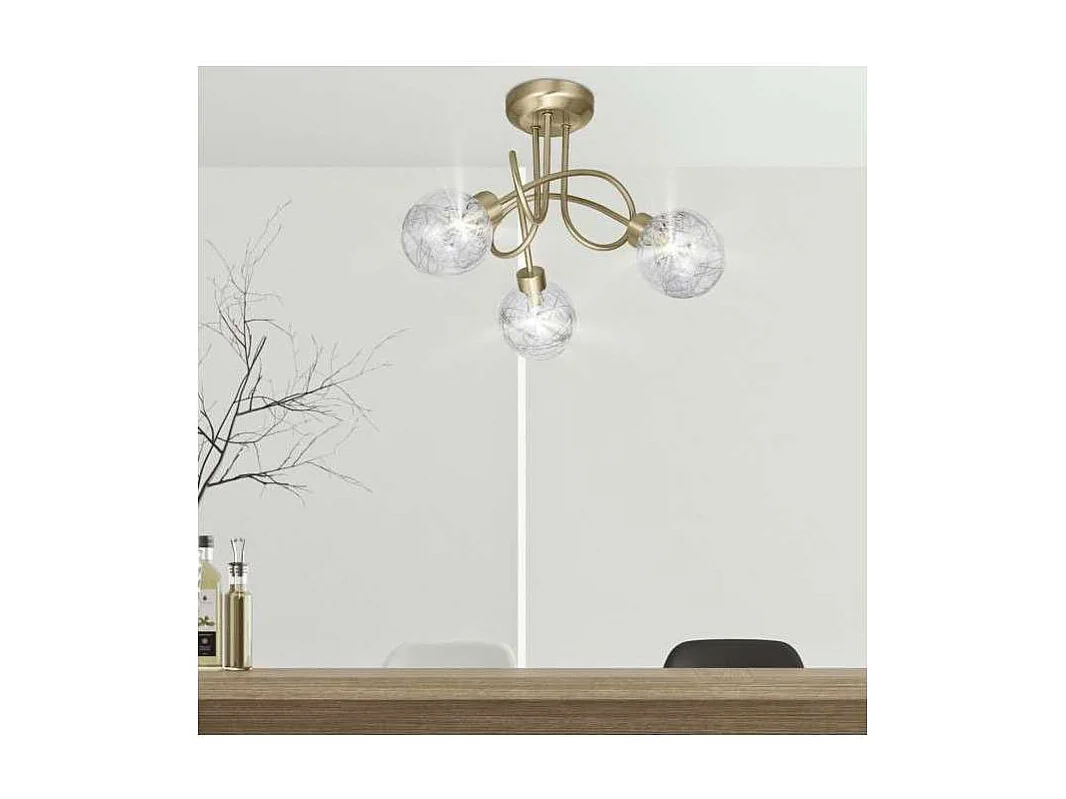 Lámpara 3 luces Menta acabado en cuero 28 cm(alto)35 cm(ancho)35 cm(largo)