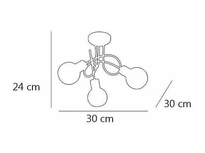 Lámpara a techo 3 luces Vera cuero 24cm(alto) 30cm(ancho) 30cm(largo)