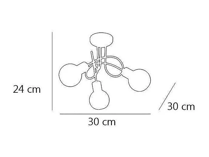 Lámpara a techo 3 luces Vera cuero 24cm(alto) 30cm(ancho) 30cm(largo)