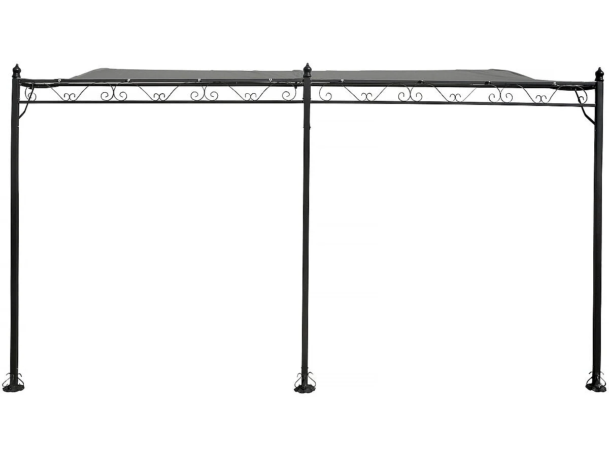Pergola tonnelle adossée en métal - 3 x 4 m - Gris