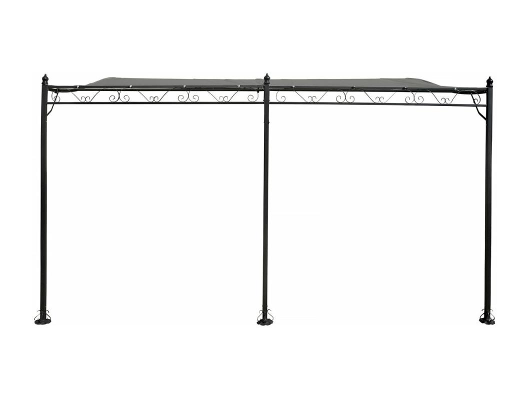 Pergola tonnelle adossée en métal - 3 x 4 m - Gris