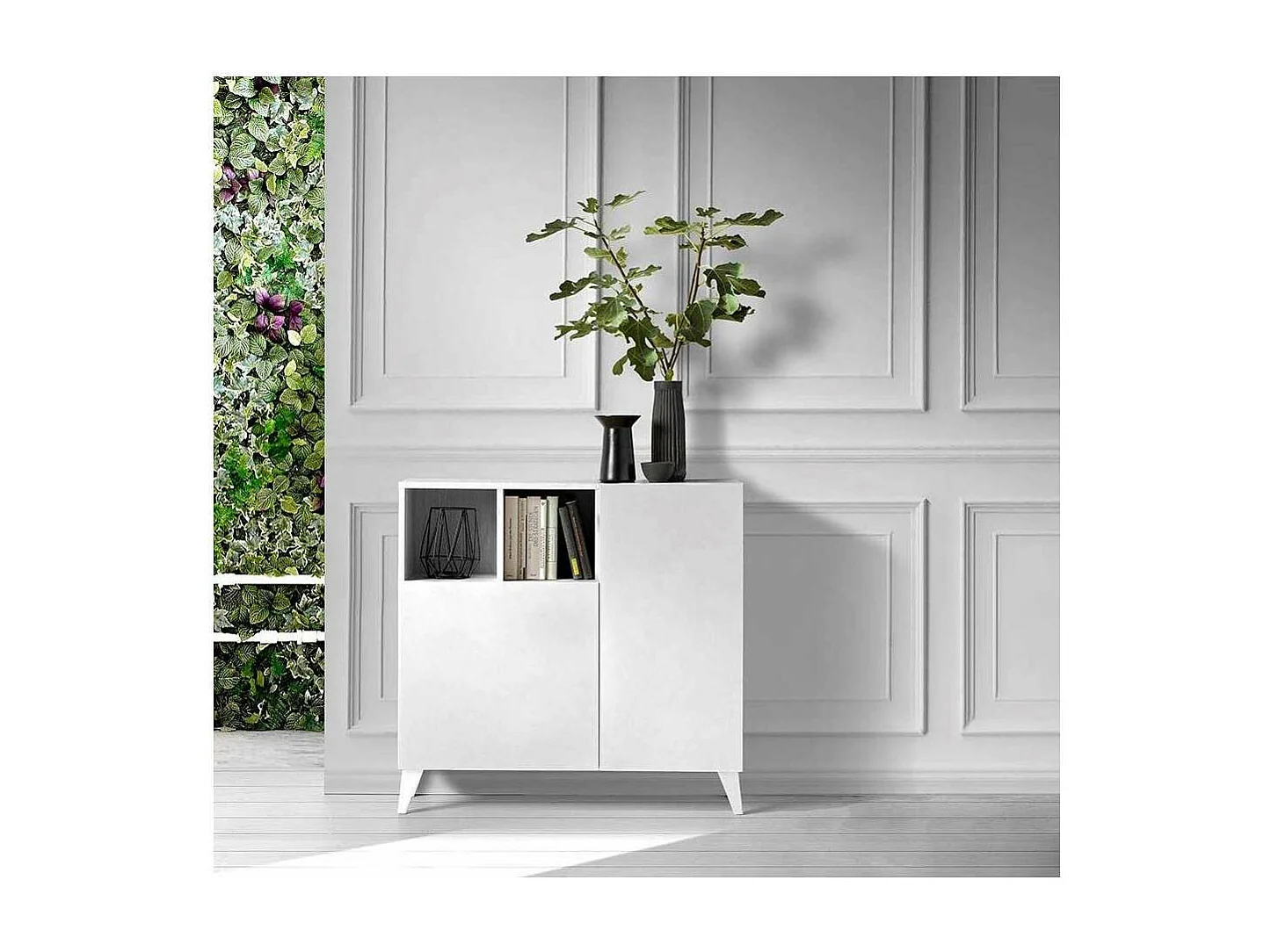 Recibidor zapatero 2 puertas en blanco. 87 cm (alto) x 90 cm (ancho) x 27 cm (prof.)