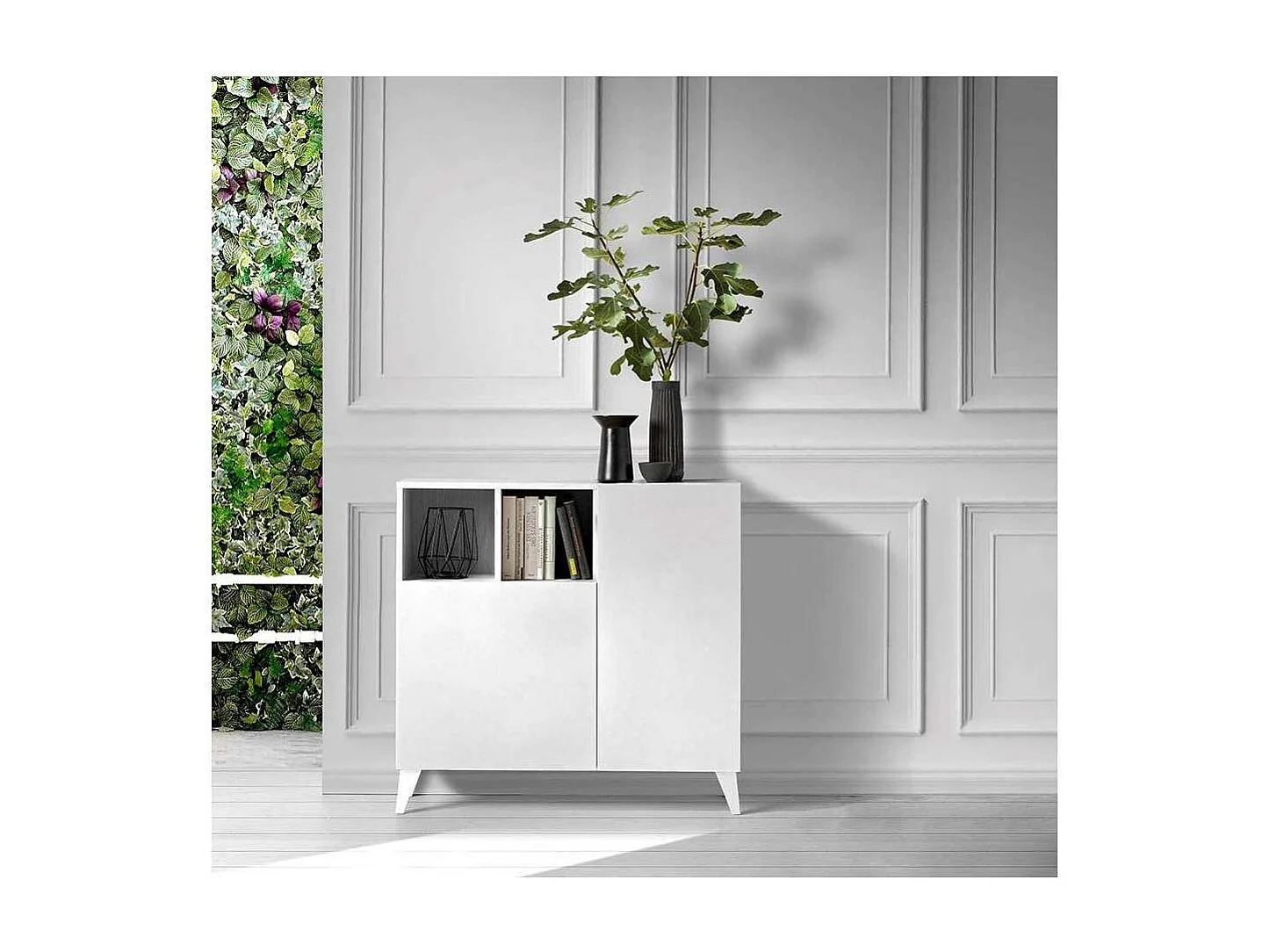 Recibidor zapatero 2 puertas en blanco. 87 cm (alto) x 90 cm (ancho) x 27 cm (prof.)